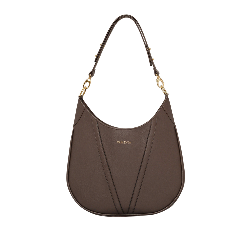 Hobo Bag Schultertasche aus Kalbsleder in dunkelbraun